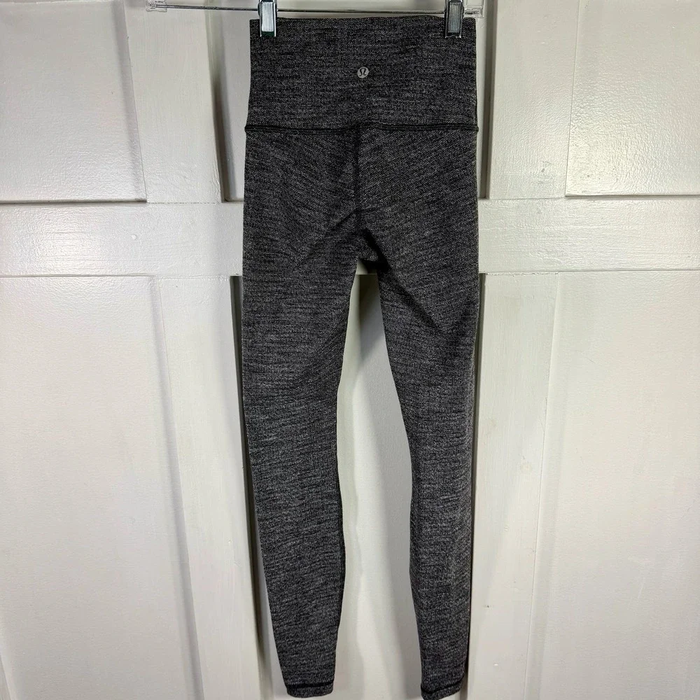 Lululemon Align High Rise Leggings Blk Heathered Speckled Pattern Approx‎ Size 2